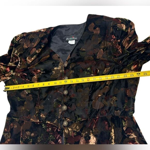 80’s 90’s Vintage David Rose Velvet Floral Blazer & Skirt Set Approx. Size 18 20 - Picture 9 of 14
